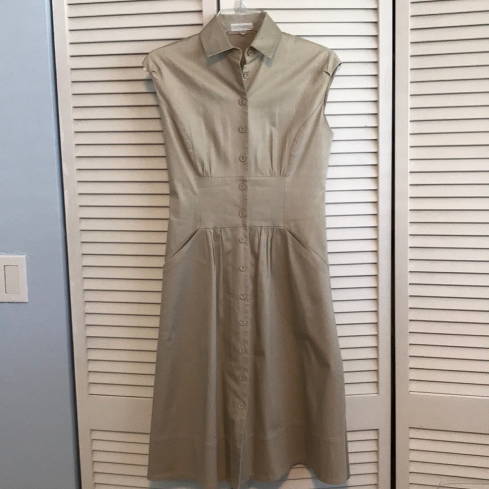 Calvin Klein Button Up Beige Tan Dress